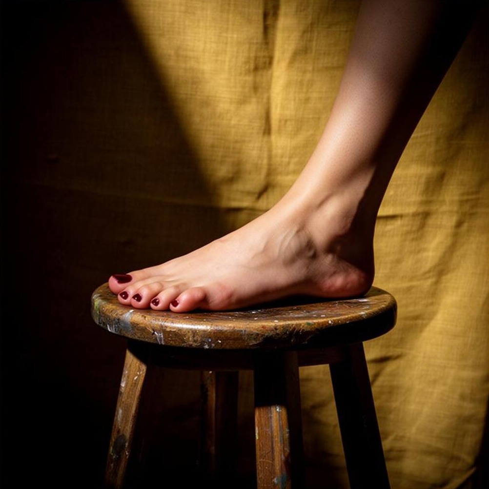 Editorial series — frame i of five, the same foot in a cohesive chiaroscuro suite.