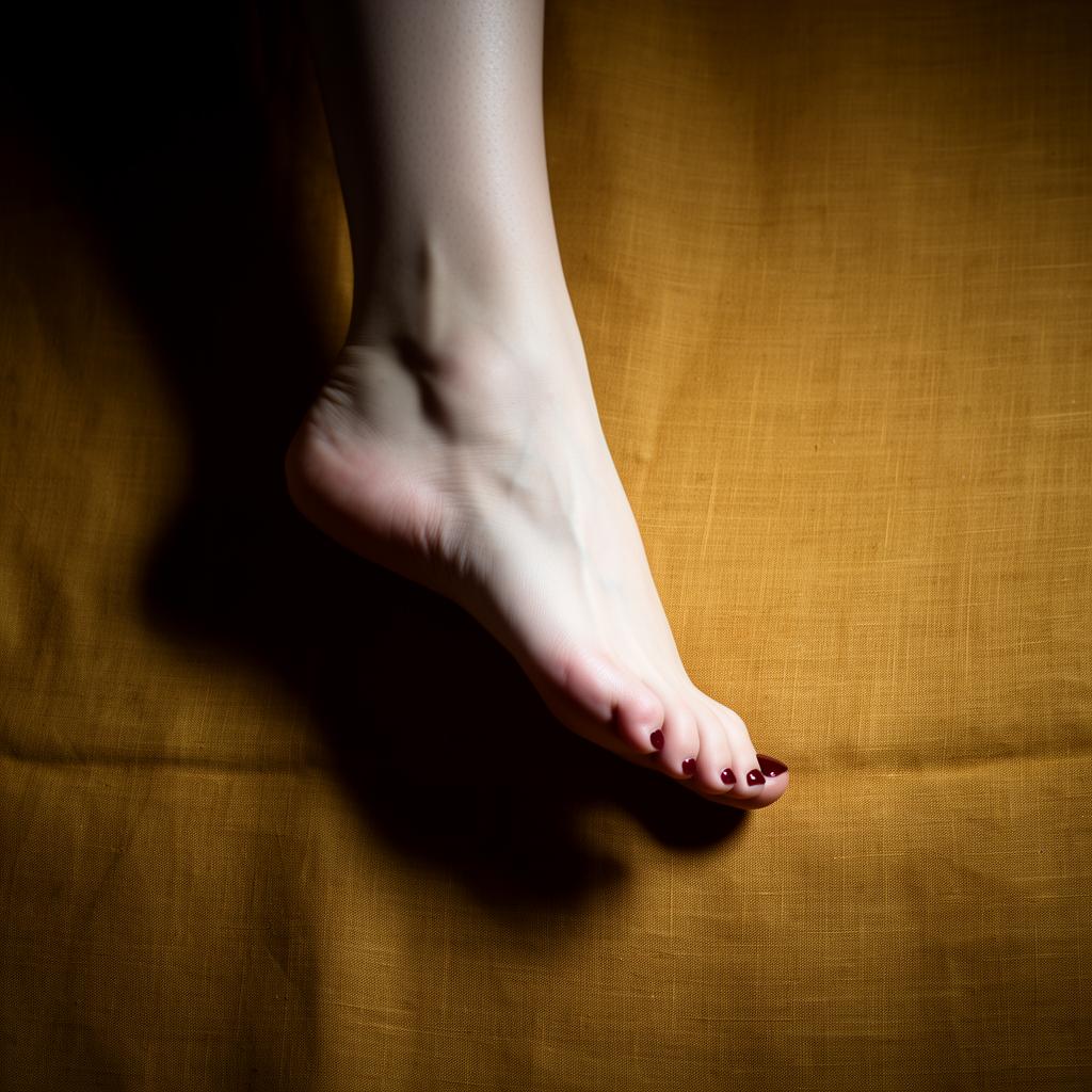 Editorial series — frame v of five, the same foot in a cohesive chiaroscuro suite.